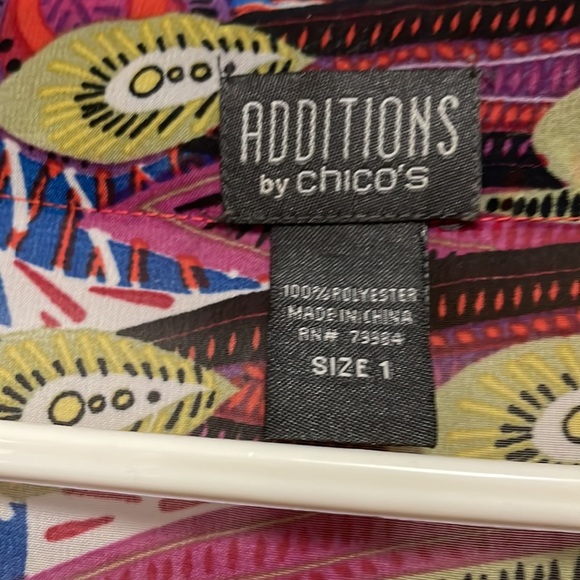 Chico’s Additions Multicolor Semi Sheer Blouse Size 1 - Picture 4 of 17